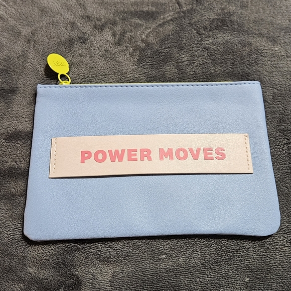 Empty Powder Blue Ipsy Cosmetics Bag with Power Moves on side - Picture 1 of 2
